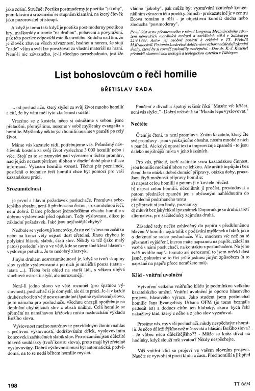 List bohoslovcm o ei homilie, s. 198